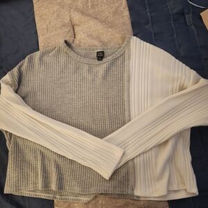 Wild Fable Two-Tone Gray and Cream Crop Top
